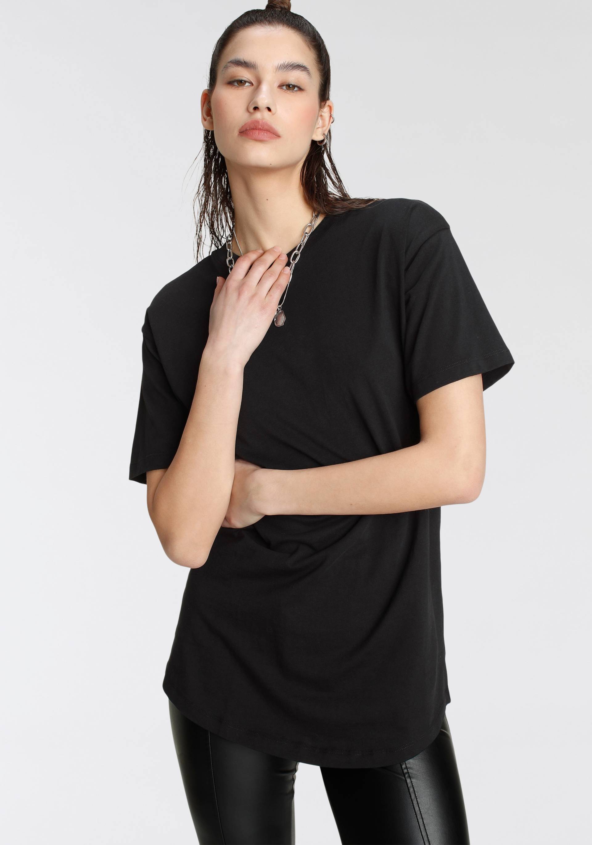 Tamaris Oversize-Shirt, Kurzarm, weiter Schnitt, Basic-Stil, Rundhalsausschnitt von tamaris