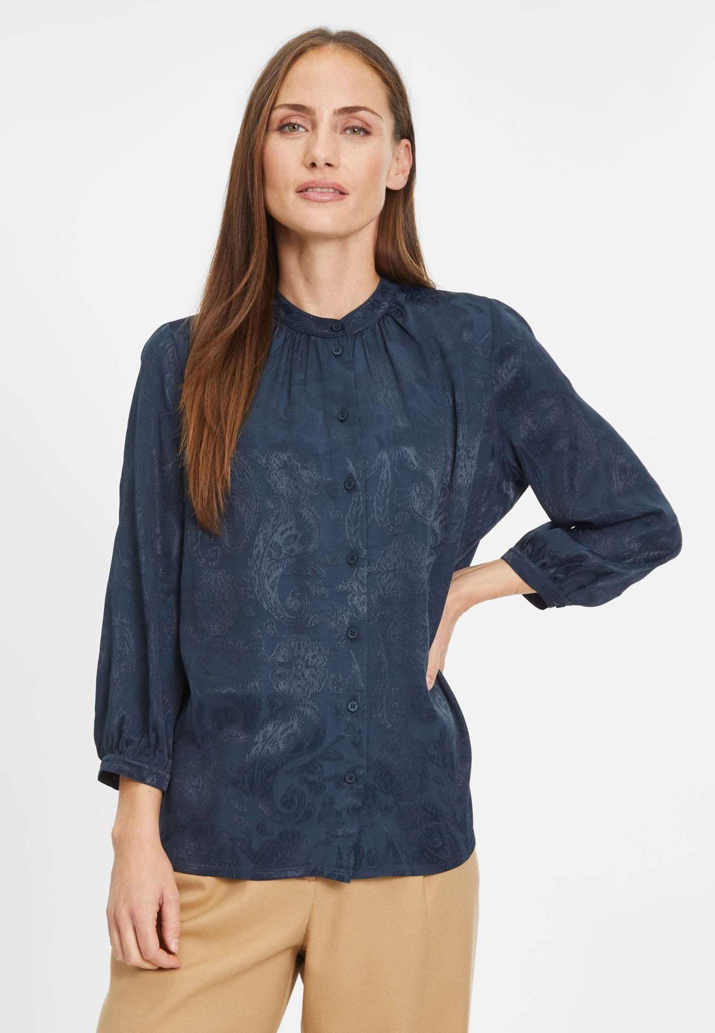 Tamaris Blusentop »Bluse Basra Jacquard Standup Blouse« von tamaris