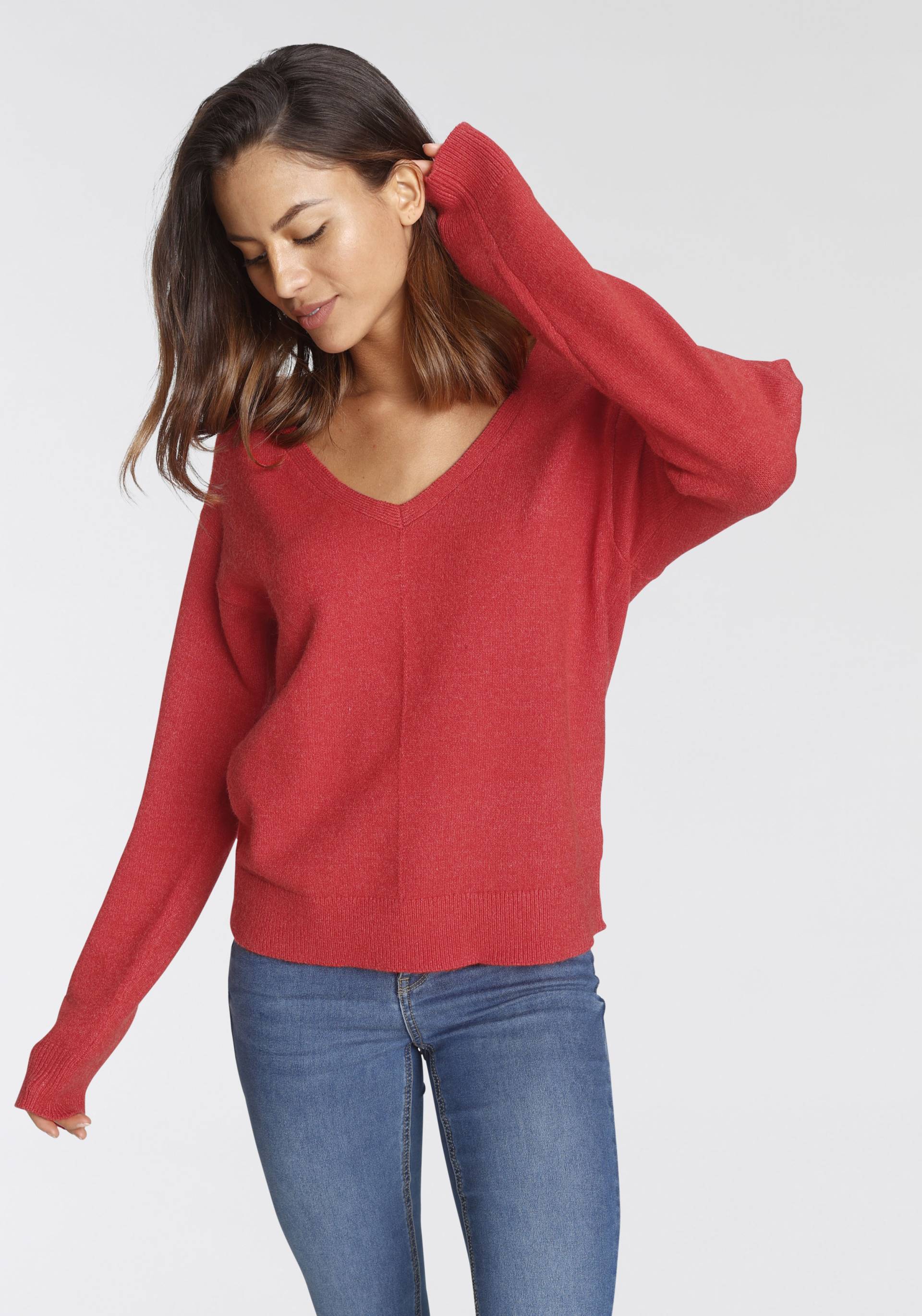 Tamaris V-Ausschnitt-Pullover, mit Frontbiese Tamaris V-Ausschnitt-Pullover, mit Frontbiese von tamaris