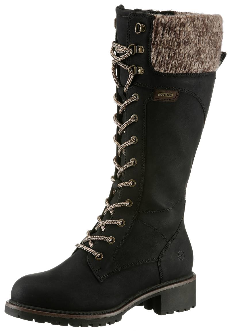 Tamaris Winterstiefel, Blockabsatz, Schnürstiefel, Langschaftstiefel, vegane Verarbeitung von tamaris