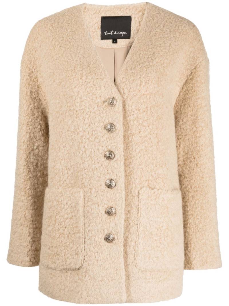 tout a coup V-neck oversized jacket - Neutrals von tout a coup