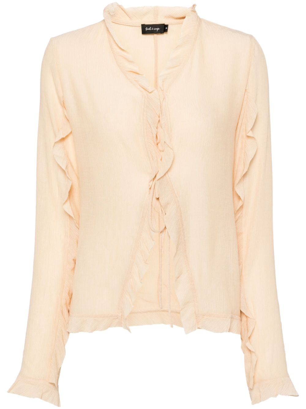 tout a coup V-neck ruffle-detail blouse - Neutrals von tout a coup