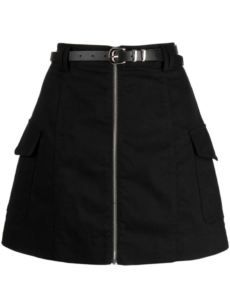 tout a coup belted zip-up A-line skirt - Black von tout a coup