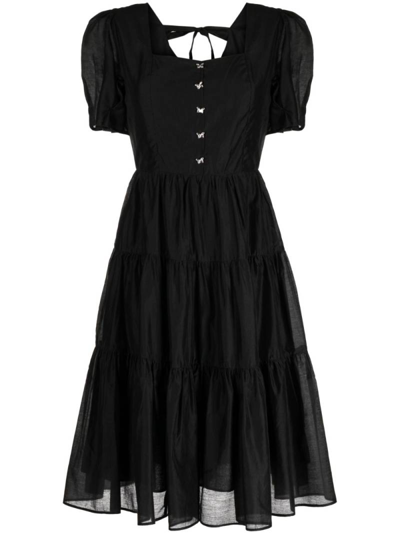 tout a coup butterfly-buttoned tiered dress - Black von tout a coup