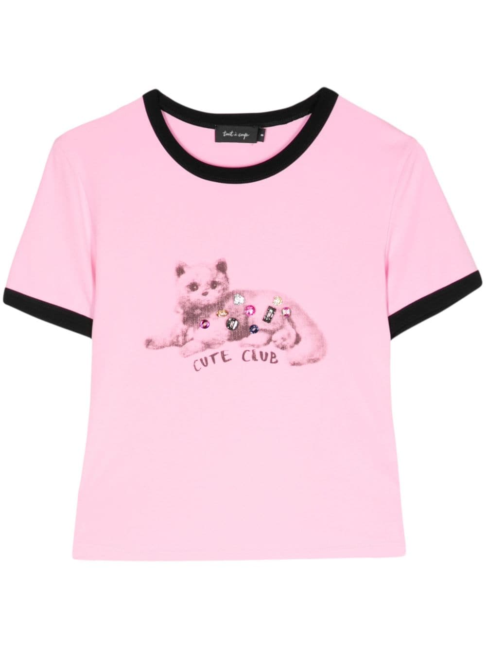 tout a coup cat-print stretch-cotton T-shirt - Pink von tout a coup