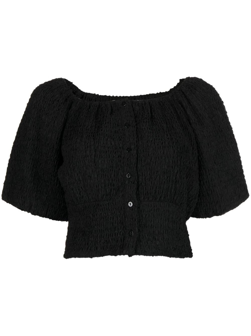 tout a coup cloqué-effect ballon-sleeve top - Black von tout a coup