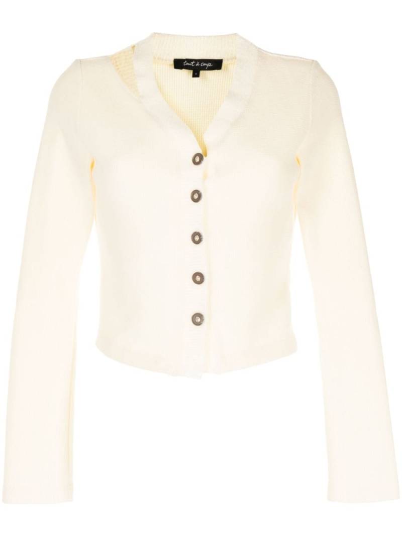 tout a coup cut-out V-neck cropped jacket - Yellow von tout a coup