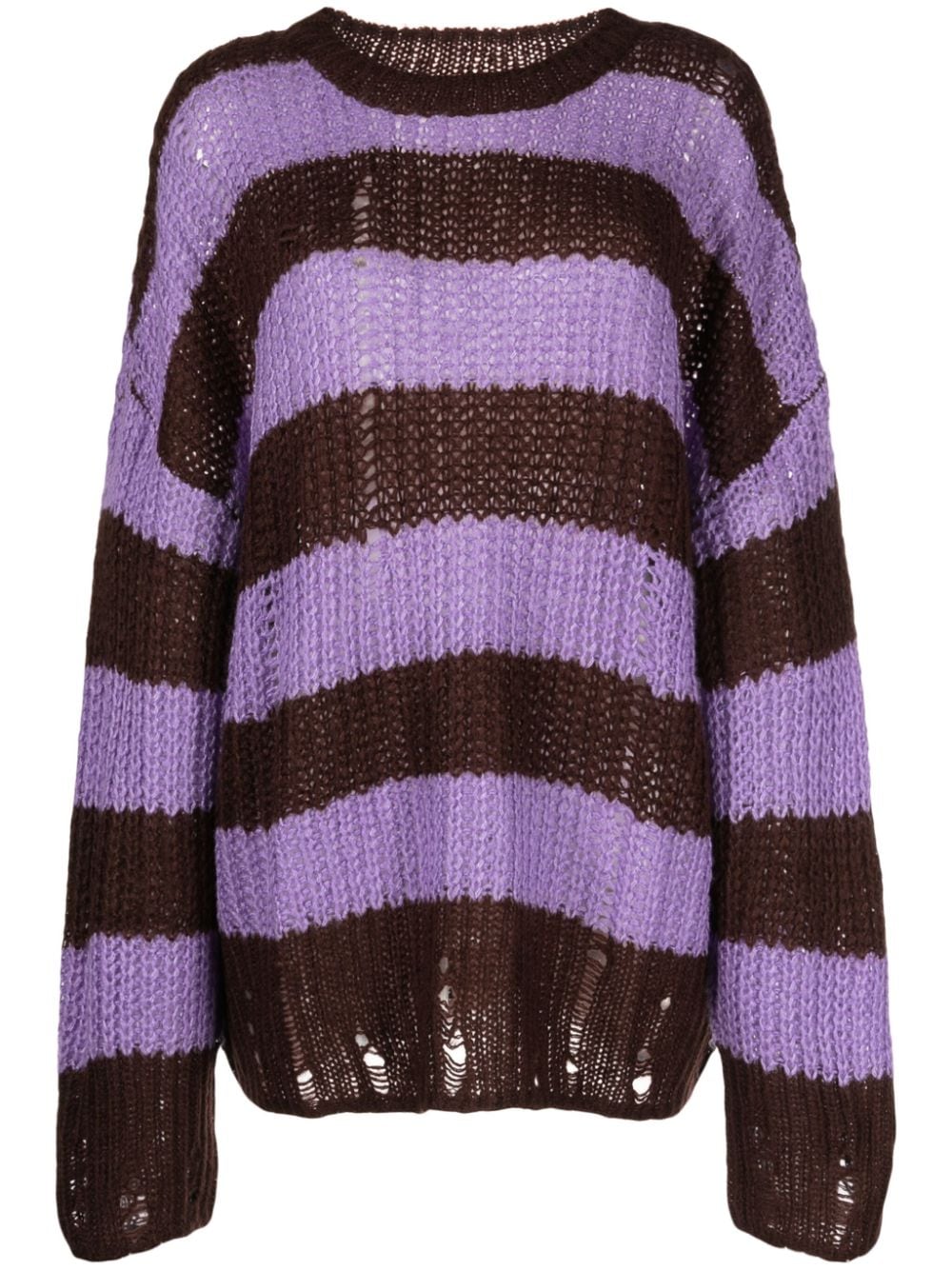 tout a coup distressed striped waffle-knit jumper - Brown von tout a coup