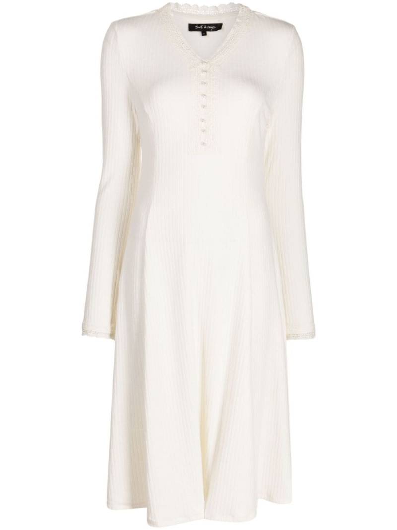 tout a coup embroidered-trim ribbed-knit flared dress - White von tout a coup