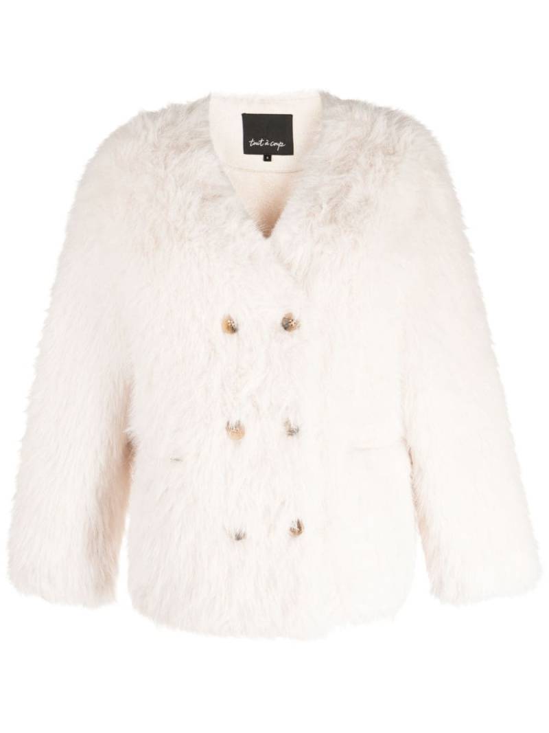 tout a coup faux-fur double-breasted jacket - Neutrals von tout a coup