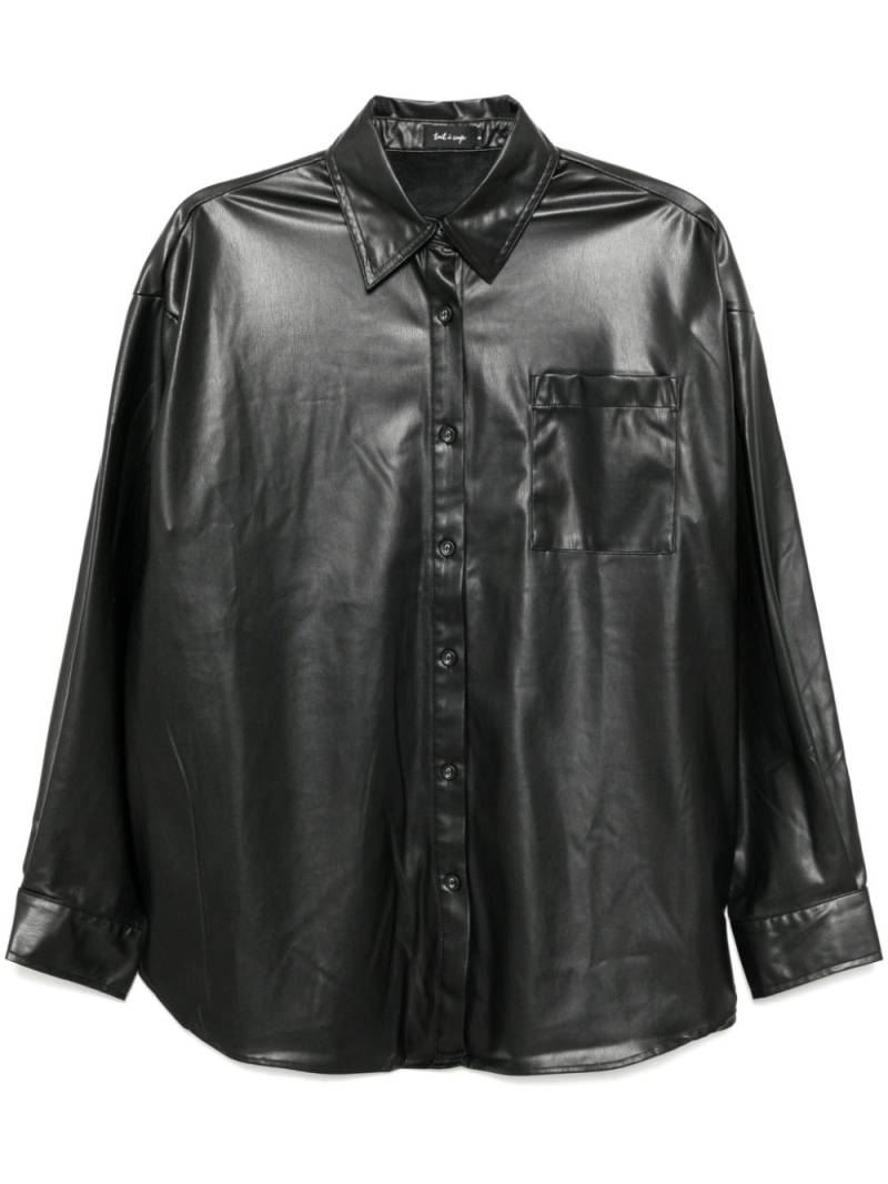 tout a coup faux leather long sleeve shirt - Black von tout a coup