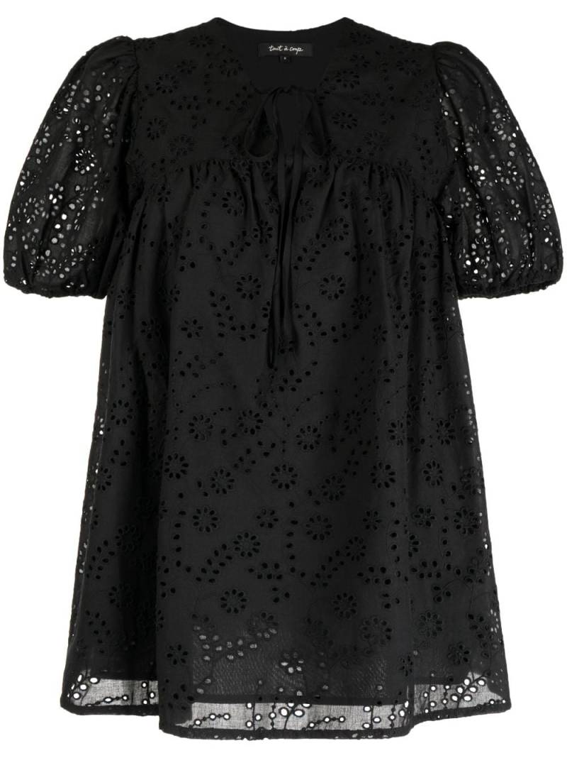 tout a coup lace A-line cotton top - Black von tout a coup