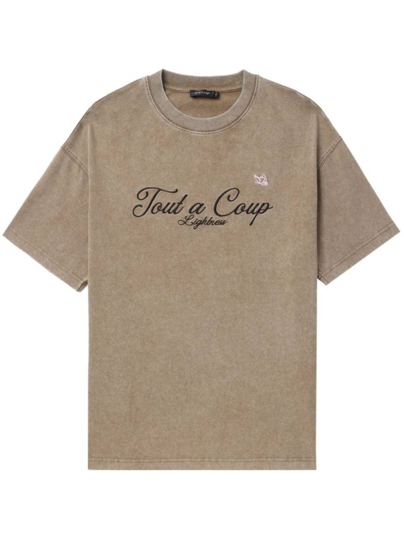 tout a coup logo-embroidered cotton T-shirt - Brown von tout a coup