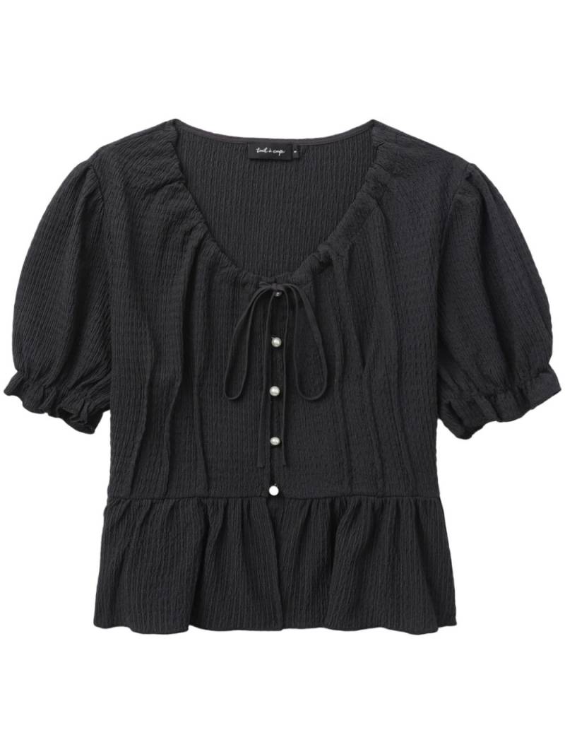 tout a coup puff-sleeve ruffled blouse - Black von tout a coup