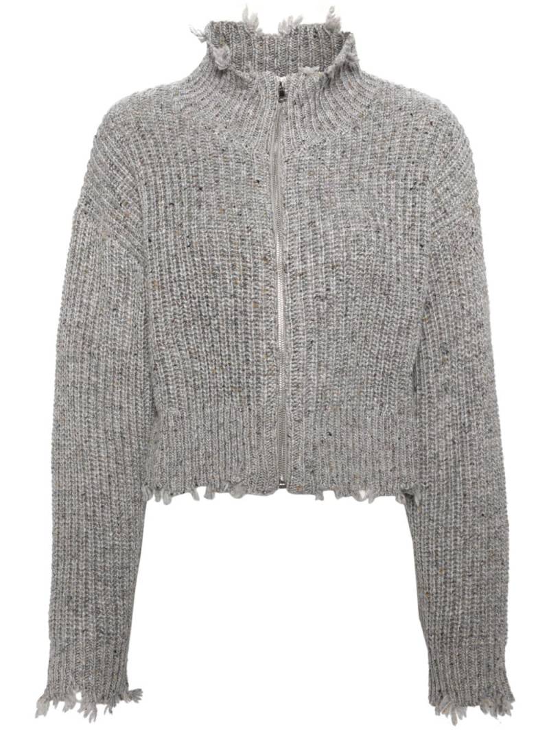 tout a coup raw-cut zip fastening cardigan - Grey von tout a coup