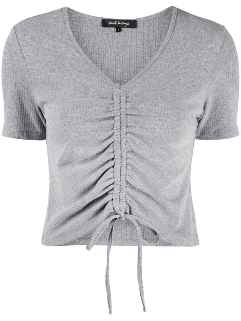 tout a coup ribbed-knit drawstring cropped top - Grey von tout a coup