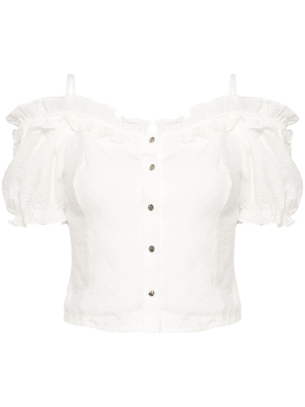 tout a coup ruffle-detail smocked crop top - White von tout a coup