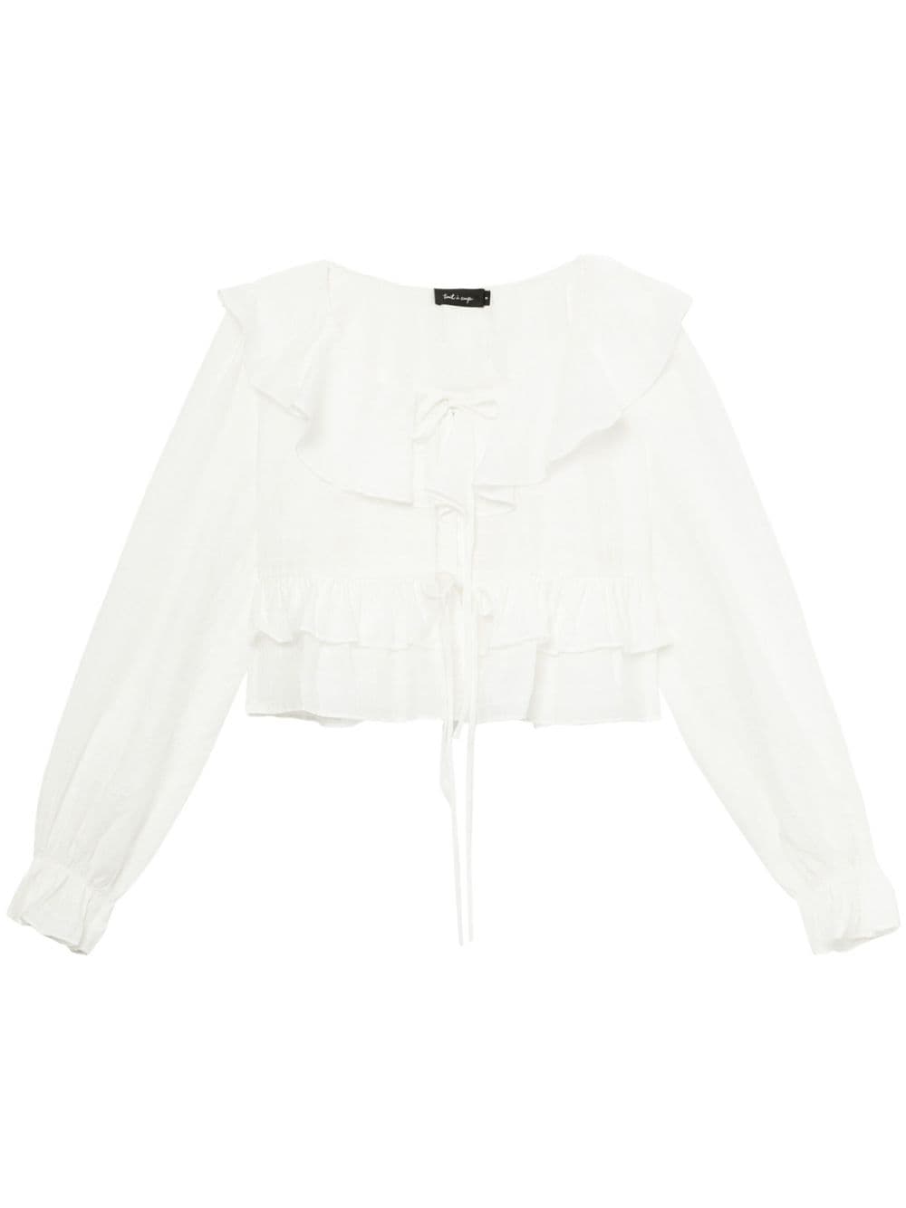 tout a coup ruffle-detail striped blouse - White von tout a coup