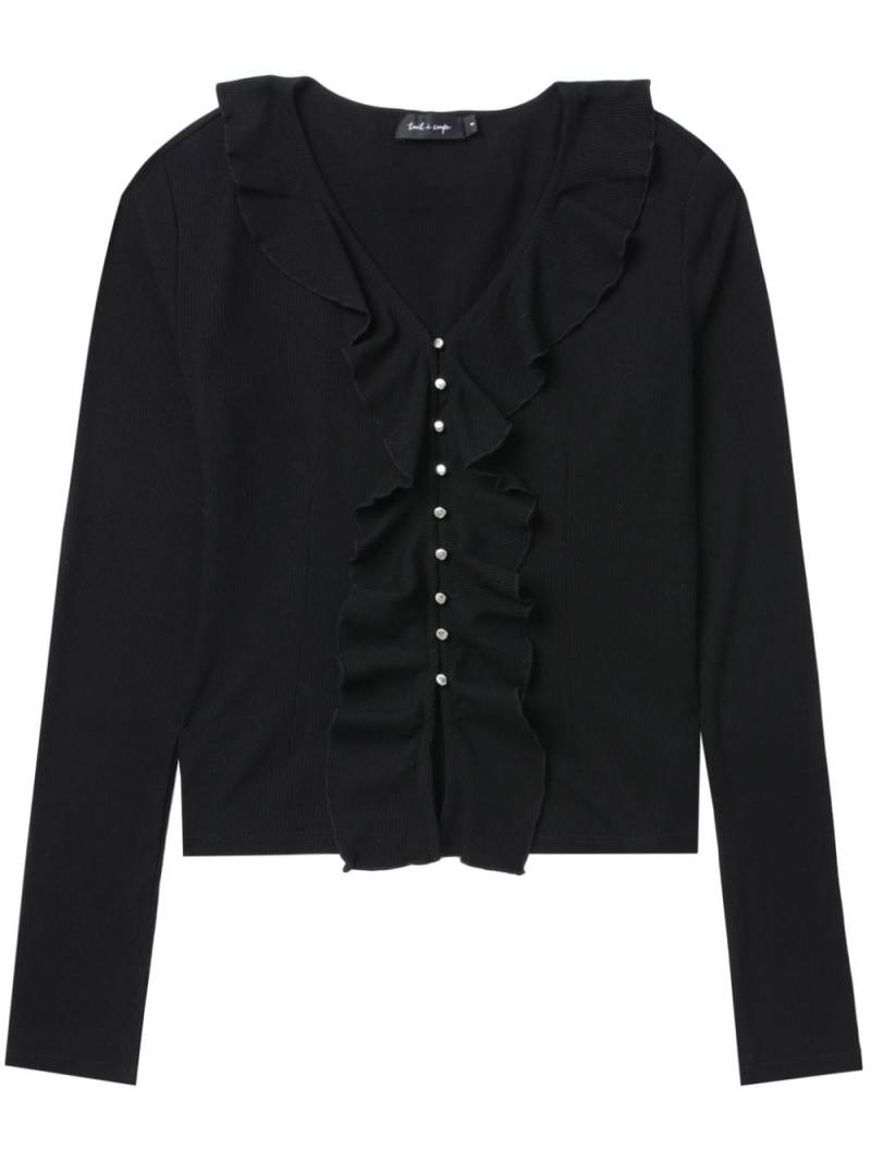 tout a coup ruffled ribbed cardigan - Black von tout a coup