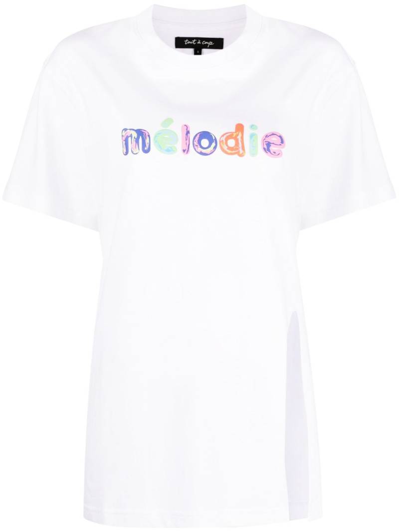 tout a coup slogan-print cotton T-shirt - White von tout a coup