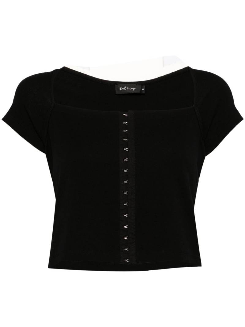 tout a coup square-neck cap-sleeves crop top - Black von tout a coup