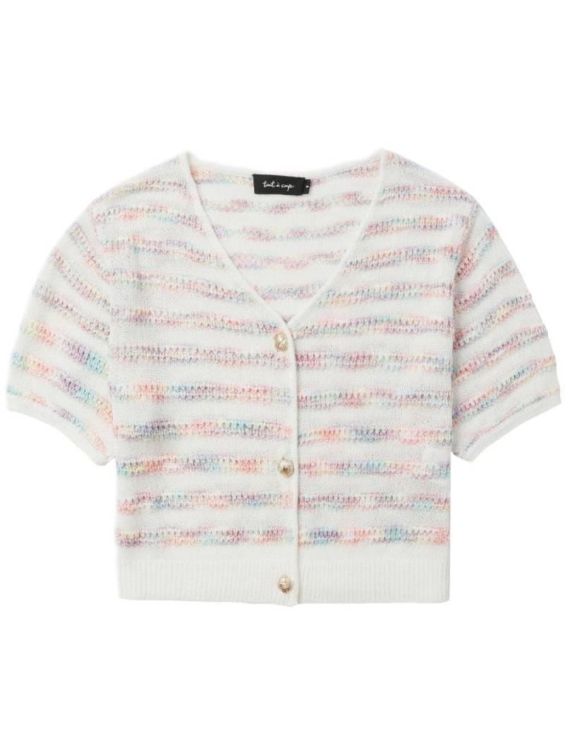 tout a coup striped cropped cardigan - White von tout a coup