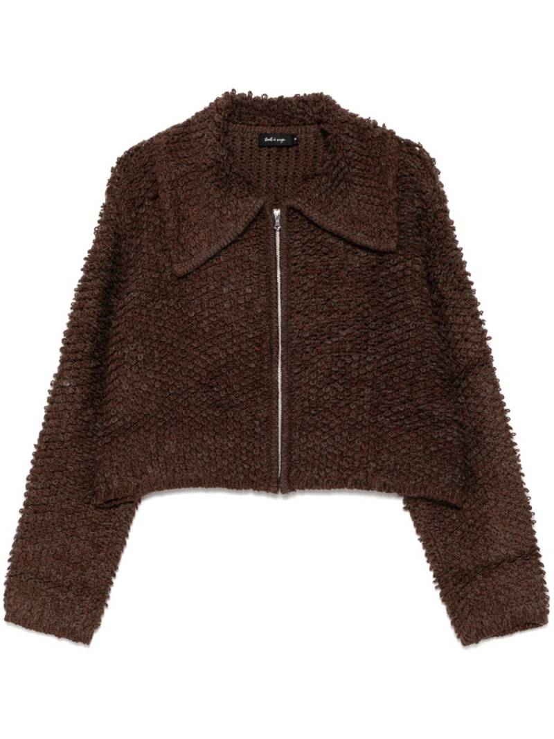 tout a coup textured zip-up cardigan - Brown von tout a coup