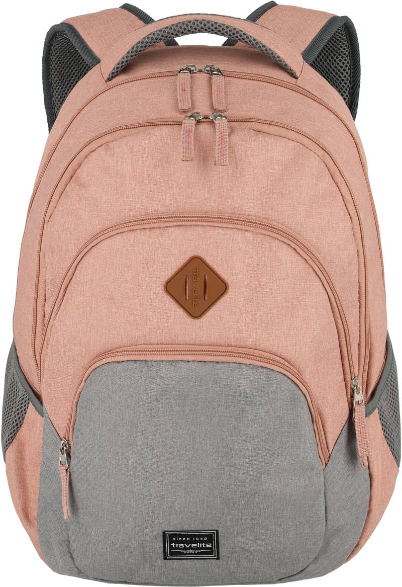 travelite Laptoprucksack »BASICS Melange, rosa/grau«, Arbeitsrucksack Schulrucksack Freizeitrucksack mit 15-Zoll Laptopfach von travelite