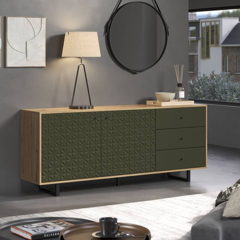 Places of Style Sideboard »Ferretti«, Wohnzimmerkommode mit besonderer Fräsung und Füsse/Griffe aus Metall von PLACES OF STYLE