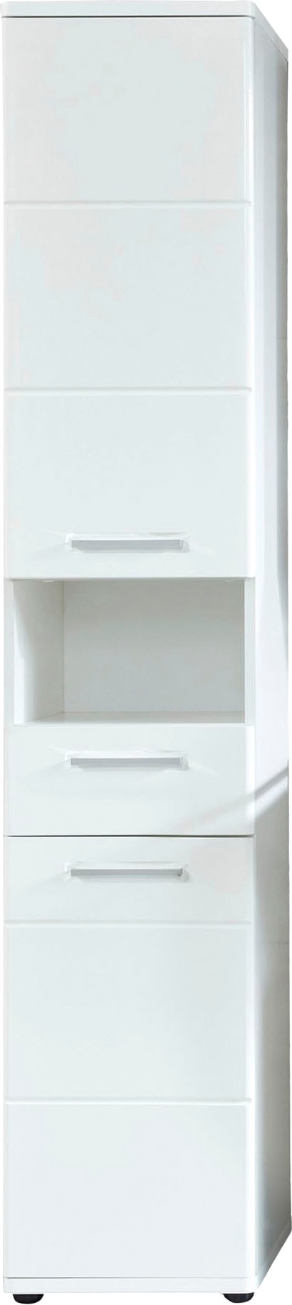 welltime Hochschrank »Mora«, Weisser Badschrank mit Schublade und 2 Türen - (B/T/H) 37/34/189 cm von welltime