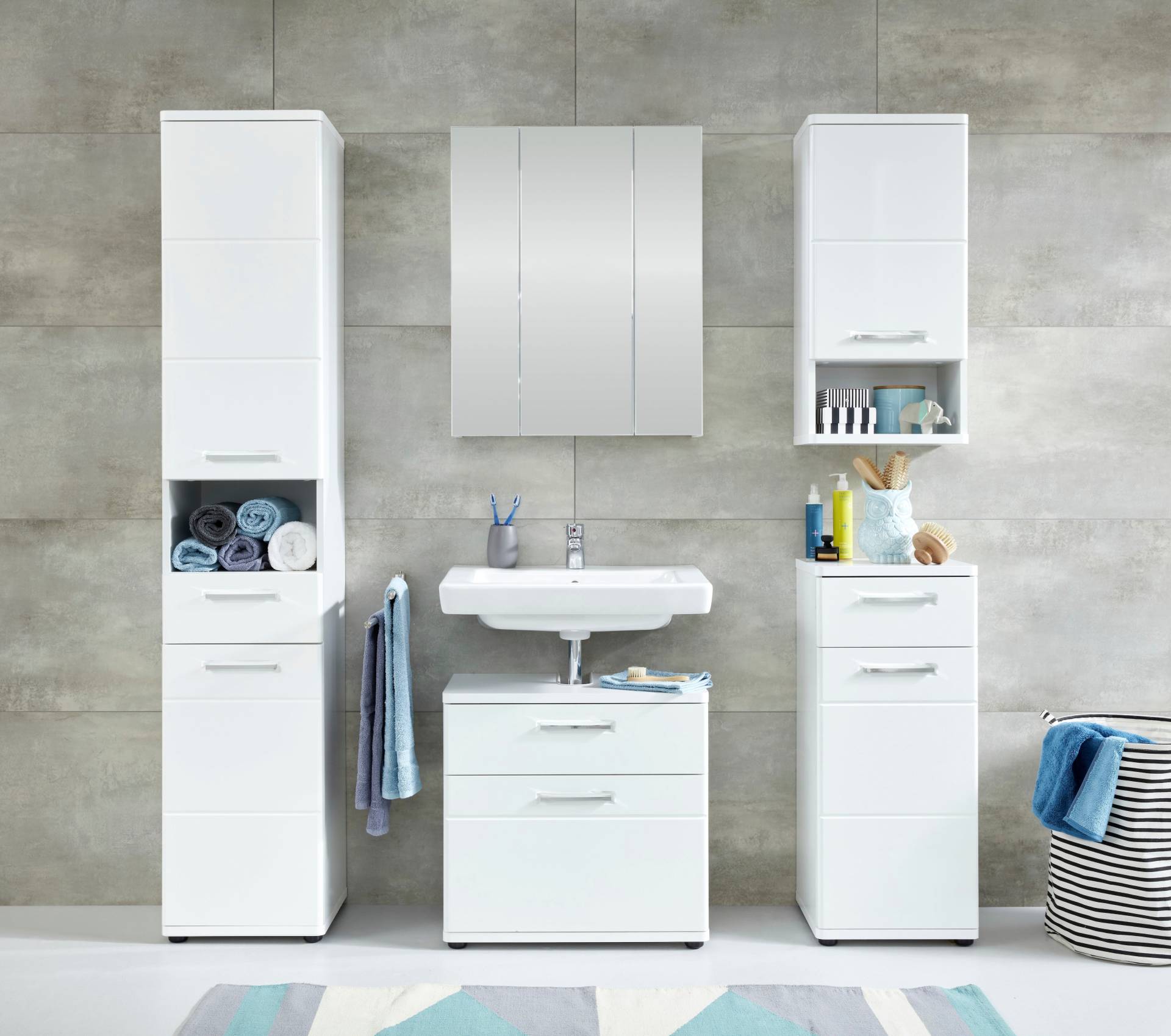 welltime Waschbeckenunterschrank »Mora«, Waschtisch mit einer Schublade und einer Klappe - eingesenkte Griffe welltime Waschbeckenunterschrank »Mora«, Waschtisch mit einer Schublade und einer Klappe - eingesenkte Griffe von welltime