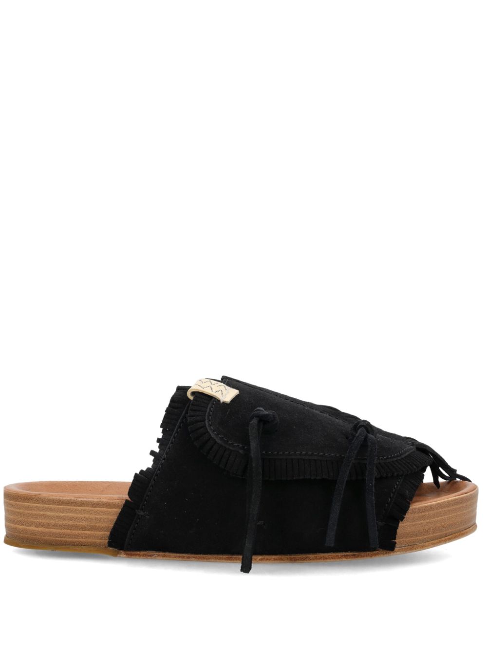 visvim Christo Shaman Folk suede slides - Black von visvim