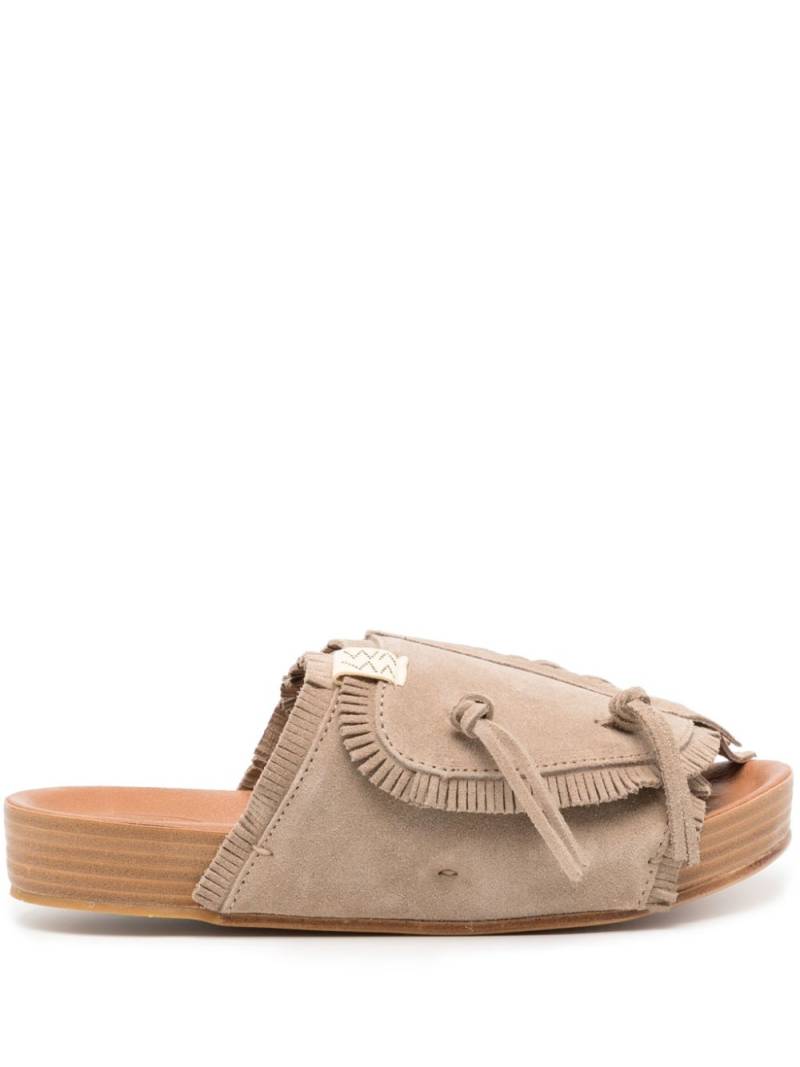 visvim Christo Shaman Folk suede slides - Neutrals von visvim