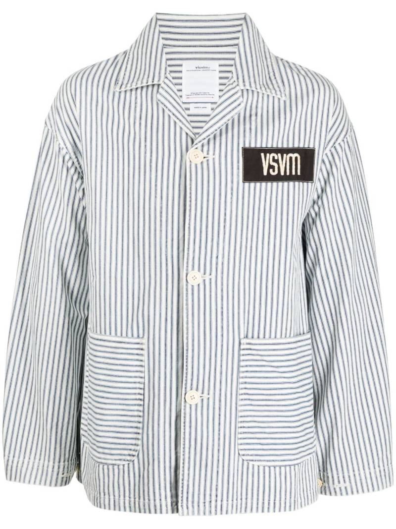 visvim logo-patch striped jacket - Blue von visvim