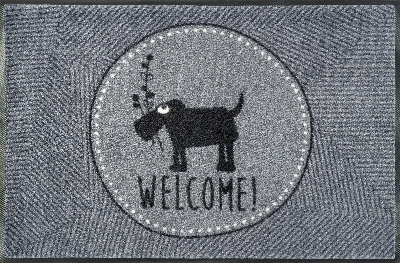 wash+dry by Kleen-Tex Fussmatte »Herr Just, Welcome«, rechteckig, Schmutzfangmatte, Motiv Hund, mit Spruch, rutschhemmend von wash+dry by Kleen-Tex