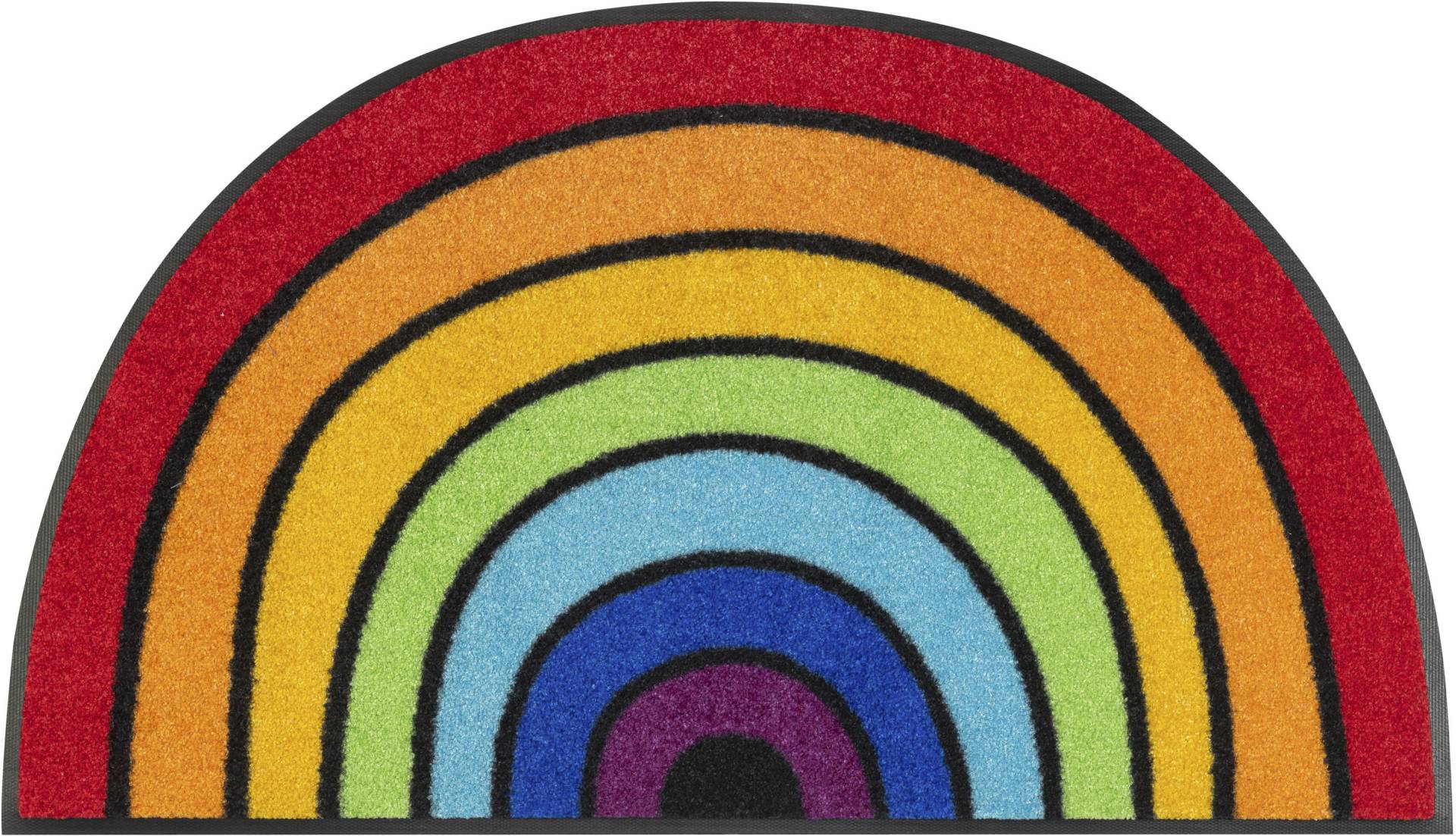 wash+dry by Kleen-Tex Fussmatte »Round Rainbow«, halbrund, 7 mm Höhe, Schmutzfangmatte, Motiv Regenbogen, In- und Outdoor geeignet, waschbar von wash+dry by Kleen-Tex