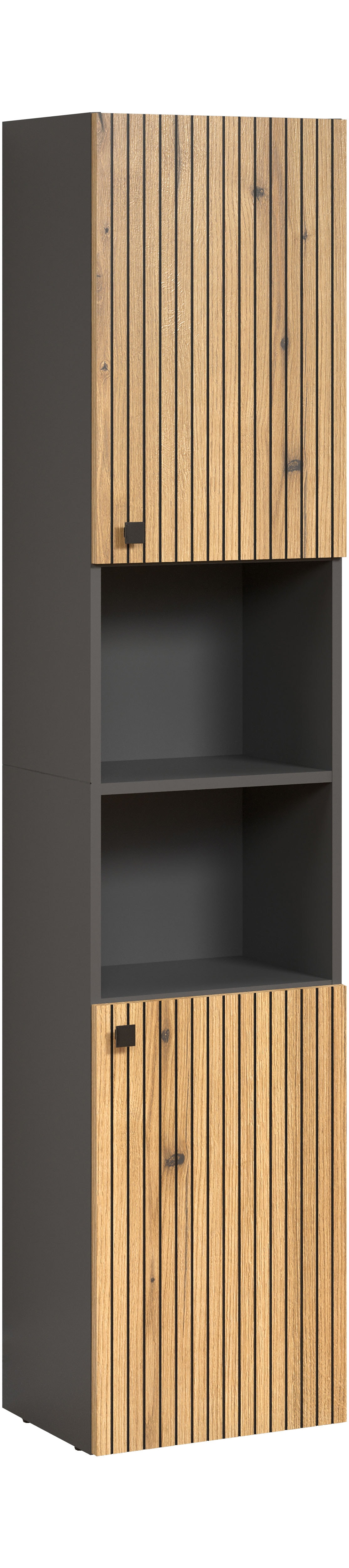 welltime Hochschrank »Amrum«, (1 St.), Breite 40cm, geräumiger Hochschrank Eiche Rillenoptik Badschrank von welltime