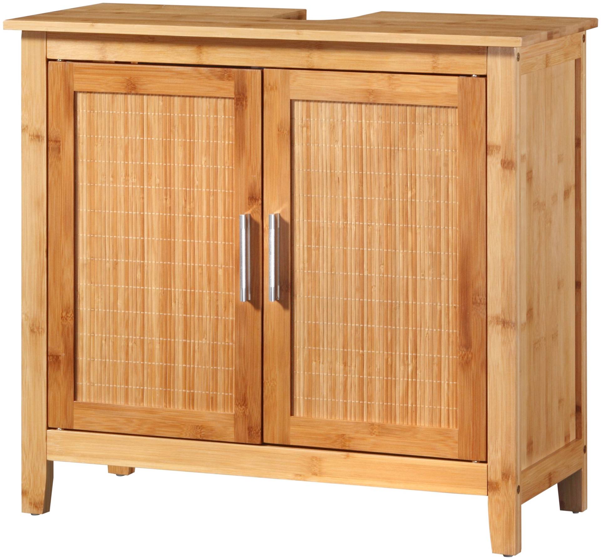 welltime Waschbeckenunterschrank »Bambus«, mit Siphonausschnitt, Breite 67 cm, Badschrank aus Bambus von welltime