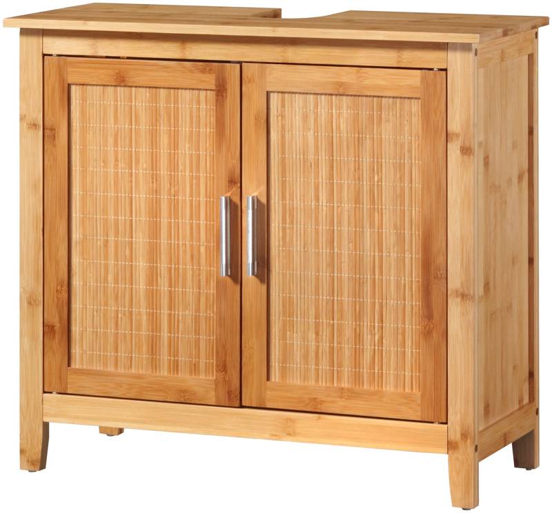 welltime Waschbeckenunterschrank »Bambus«, mit Siphonausschnitt, Breite 67 cm, Badschrank aus Bambus von welltime