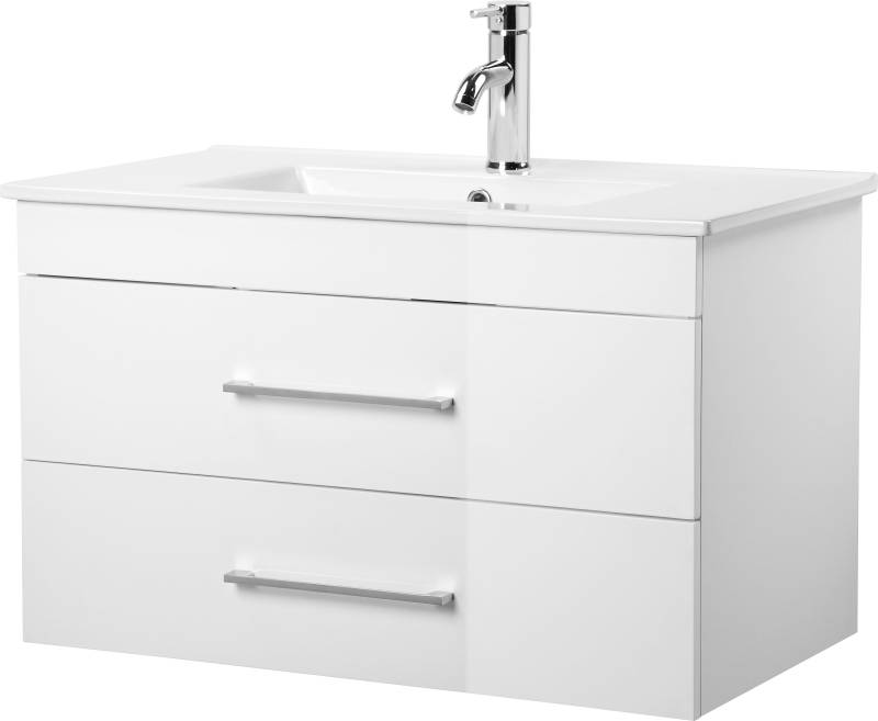 welltime Waschtisch »Florenz Badmöbel Badschrank mit Waschbecken«, Waschplatz mit 2 Auszügen und Softclose Breite 80cm von welltime