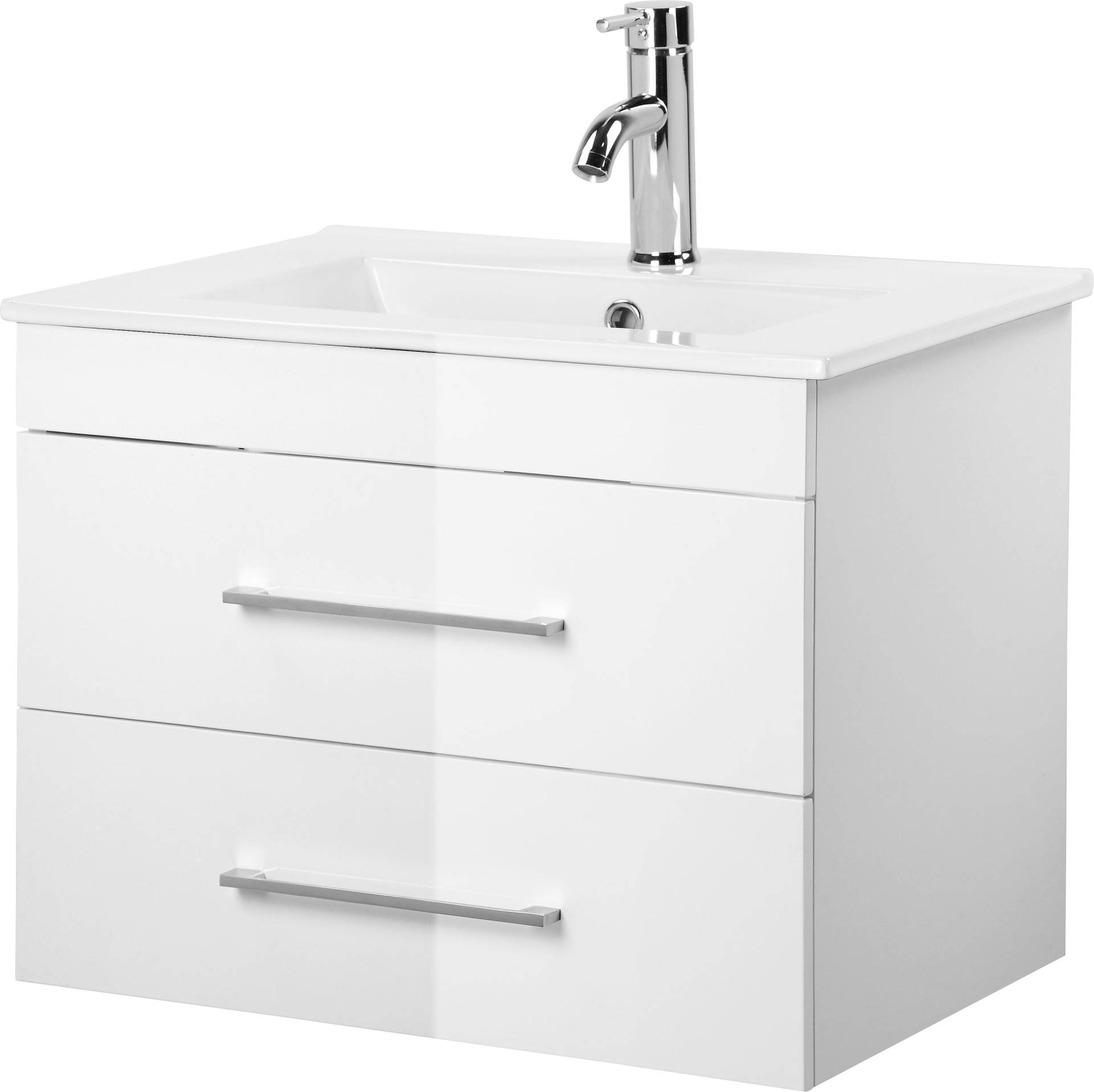 welltime Waschtisch »Florenz Badschrank Badmöbel inkl. Waschbecken«, Waschplatz mit 2 Auszügen und Softclose Breite 60cm von welltime