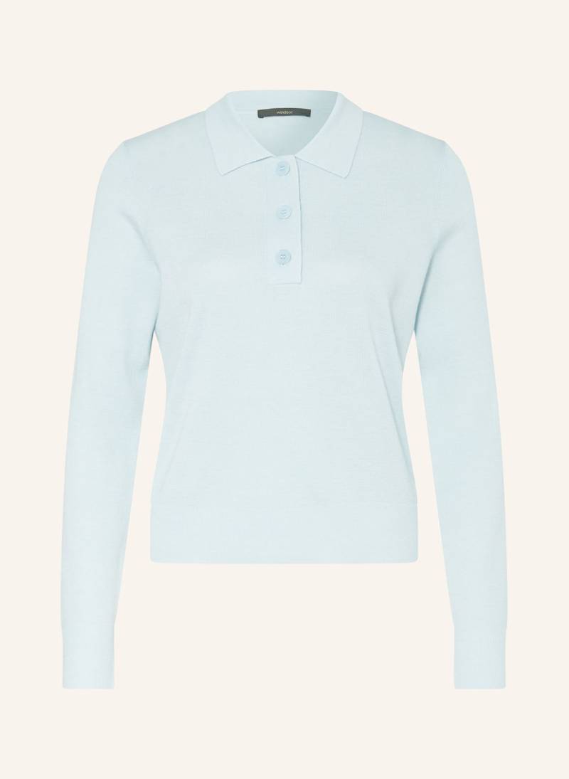 Windsor. Strick-Poloshirt blau von windsor.