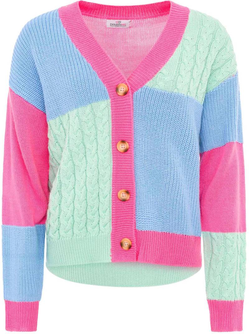 Zwillingsherz Cardigan »"Color Mix"«, "Color Mix" mit Knöpfen, Colorblock und Wollanteil von zwillingsherz