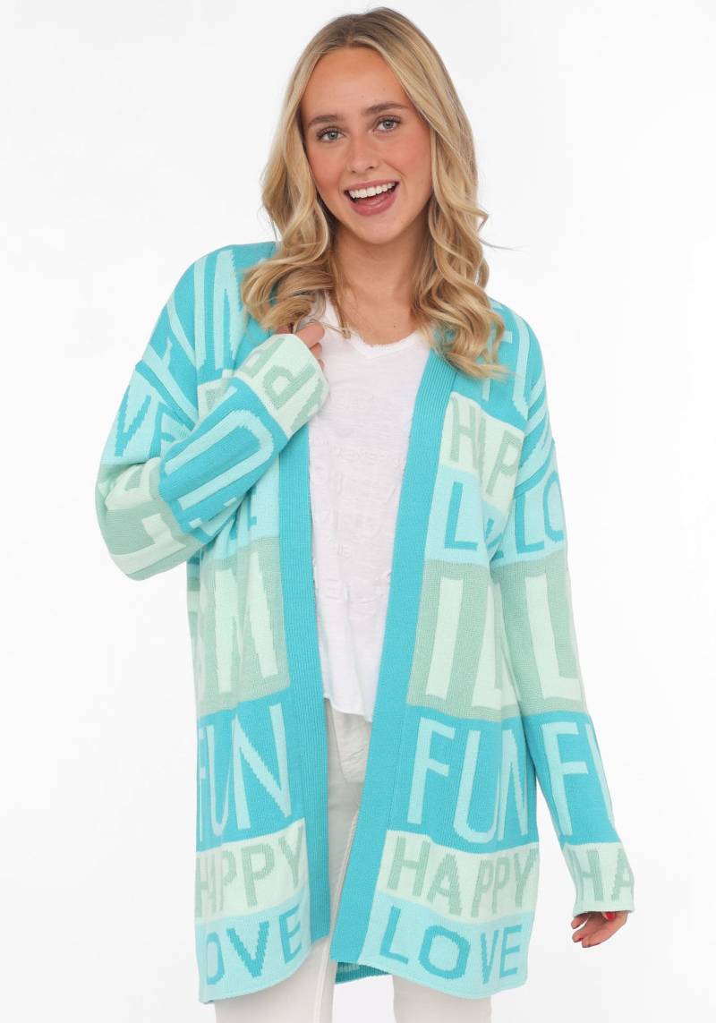 Zwillingsherz Cardigan »"Smile Fun Happy"«, mit Schriftzug und Streifen von zwillingsherz