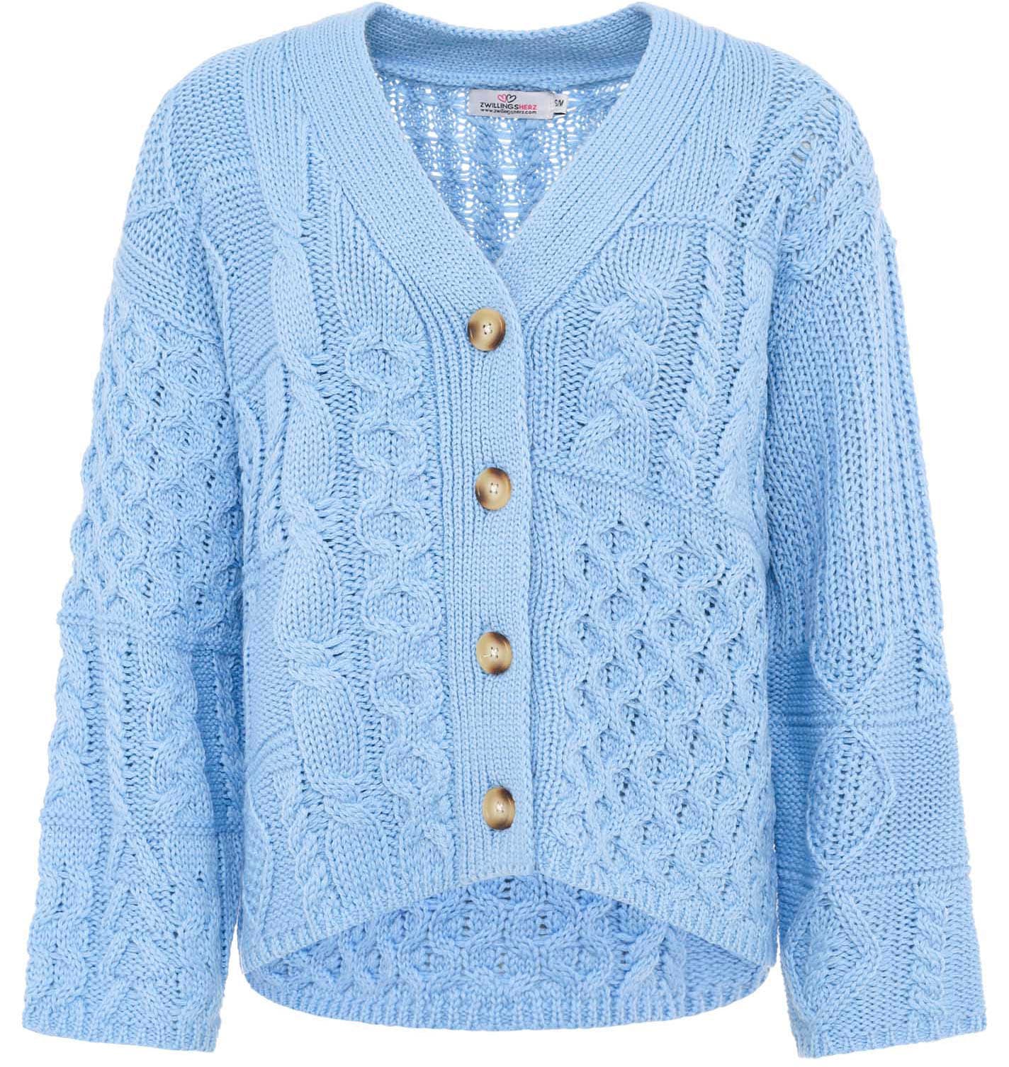 Zwillingsherz Cardigan »"Zopfstrick"«, "Zopfstrick" mit Knopfleiste und Wollanteil von zwillingsherz