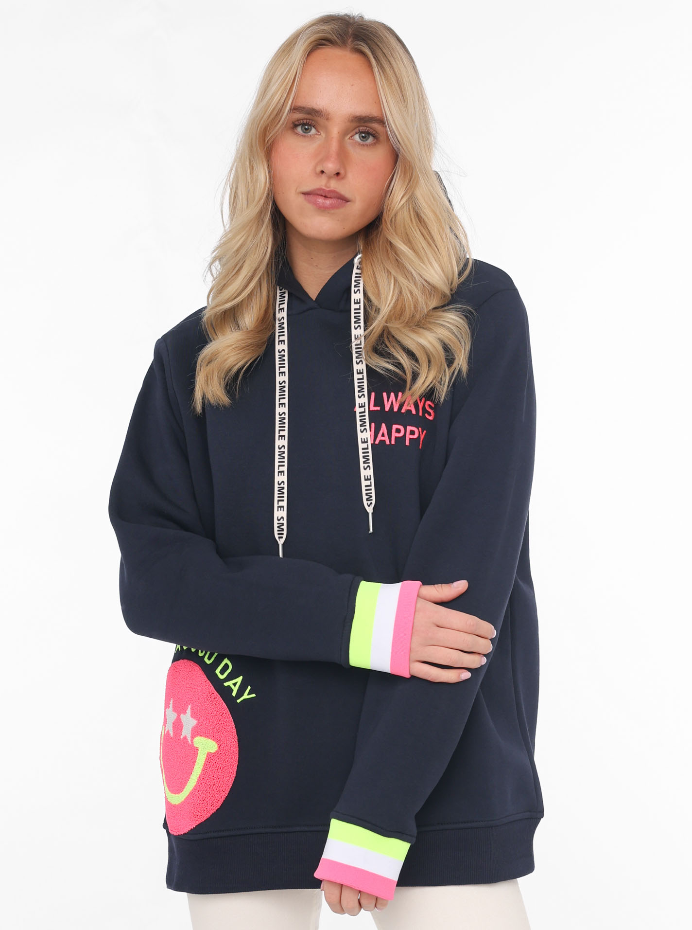 Zwillingsherz Hoodie »Always Happy«, mit Smiley Aufdruck aus Frottee und Neon Details Zwillingsherz Hoodie »Always Happy«, mit Smiley Aufdruck aus Frottee und Neon Details von zwillingsherz