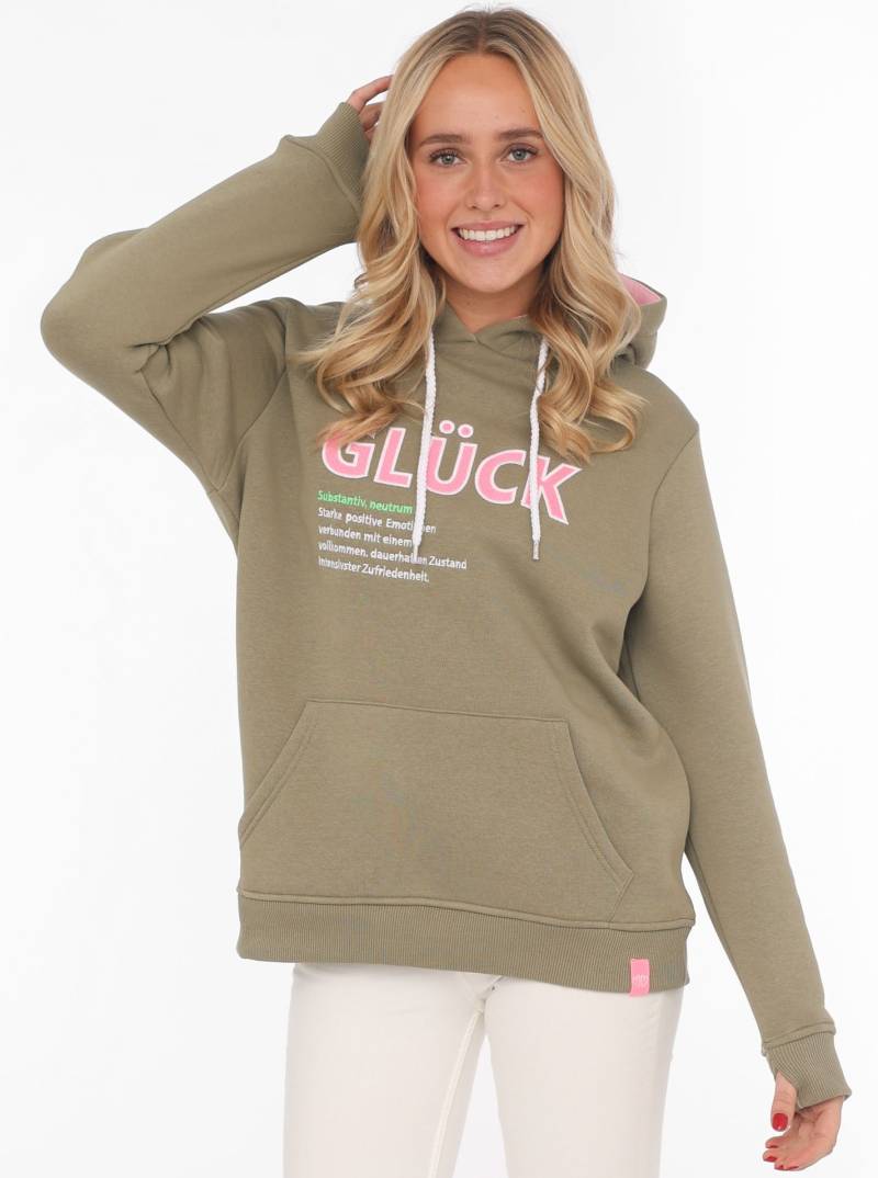 Zwillingsherz Hoodie »"Glück"«, mit Schriftzug Glück und Kängurutaschen von zwillingsherz