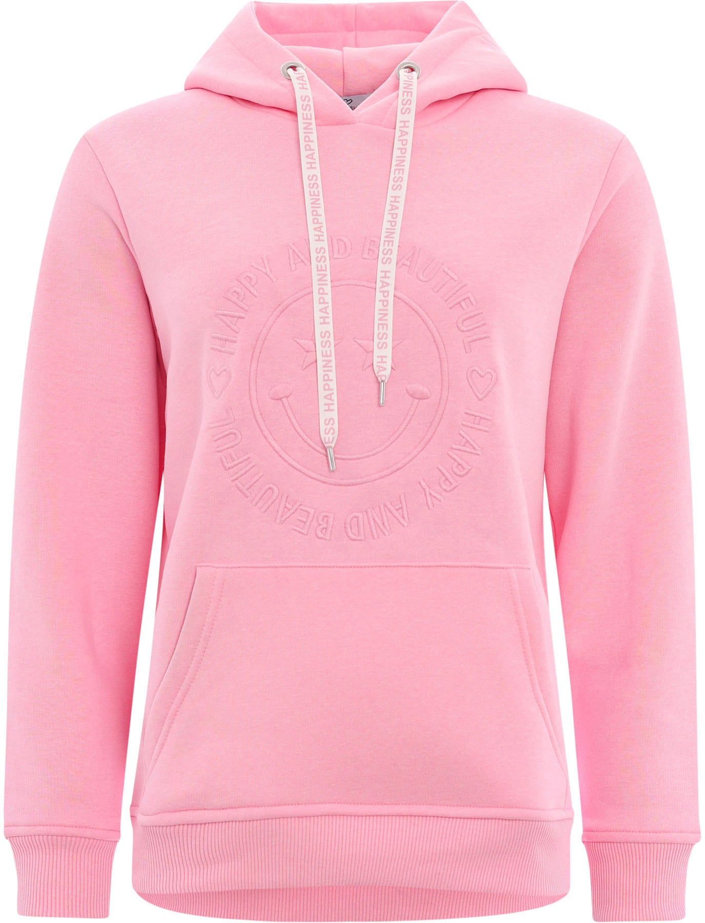 Zwillingsherz Hoodie »Happy and Beautiful«, mit gleichfarbiger Smiley-Stickerei und Bindebänder mit Schriftzug Zwillingsherz Hoodie »Happy and Beautiful«, mit gleichfarbiger Smiley-Stickerei und Bindebänder mit Schriftzug von zwillingsherz
