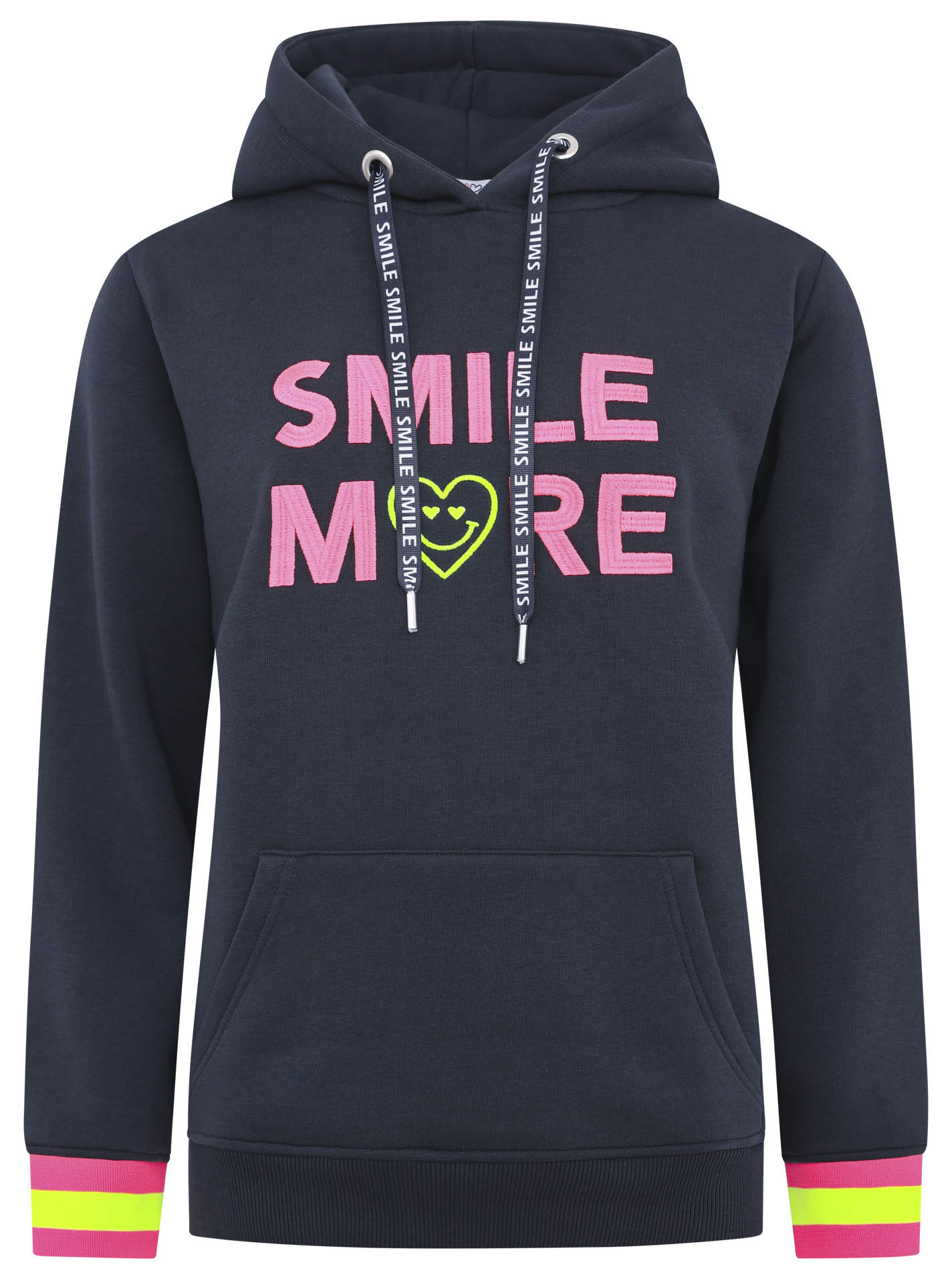 Zwillingsherz Hoodie »Hoodie "Smile More"«, miz fröhlicher Stickerei und Neonbündchen von zwillingsherz