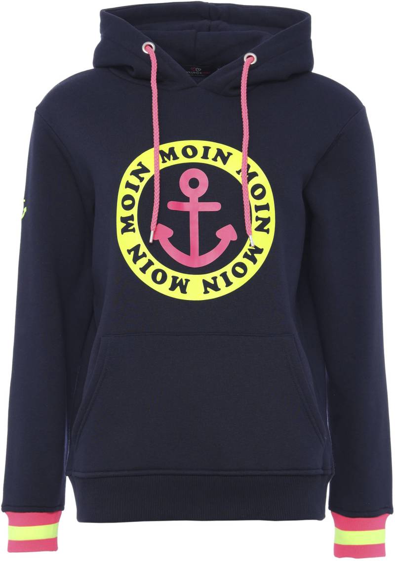 Zwillingsherz Hoodie, mit Aufschrift Moin und Anker in Neonfarben von zwillingsherz